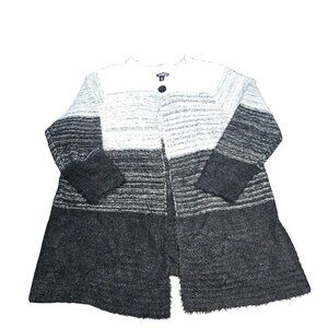 Roman's Women's Black White Gray Sweater Cardigan size L or 18/20